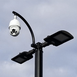 security camera poles with the ability to add lighting,