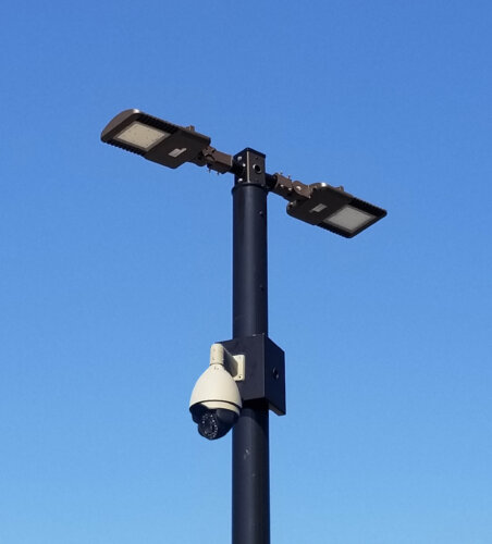 security camera poles with the ability to add lighting,